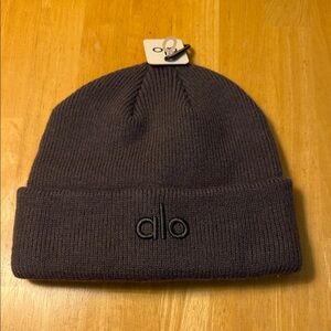 ALO Yoga Knit Beanie Hat in Charcoal Gray